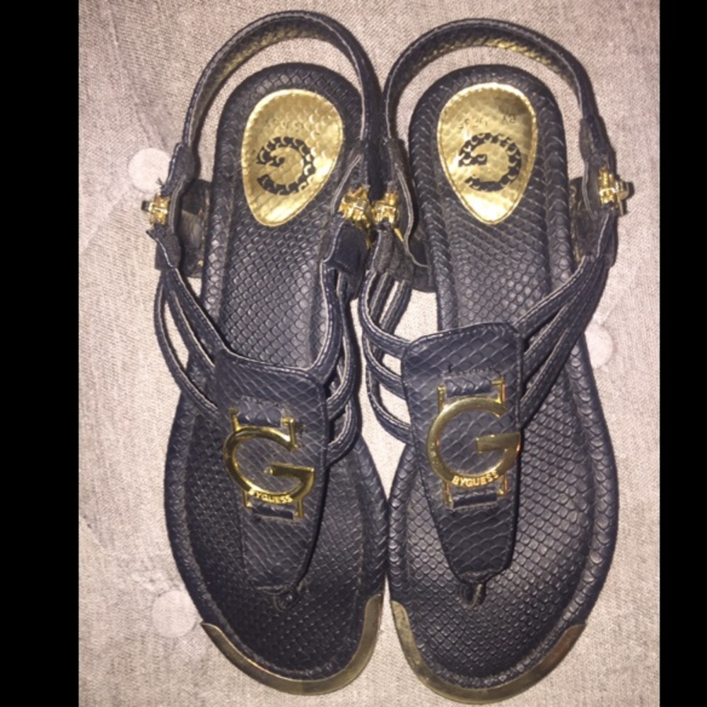 GUESS🔻 Black & Gold Sandals